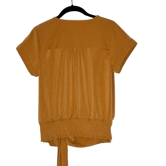 NWOT NINE WEST Women's Tie Waist Wrap Top Blouse Mustard Yellow Size XS - Picture 13 of 16